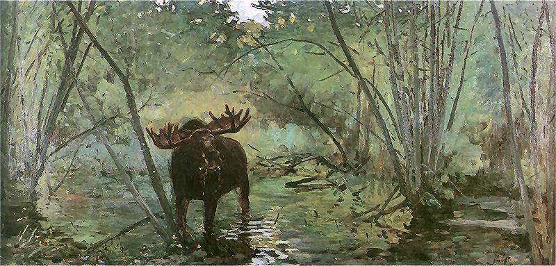 Julian Falat Elk oil painting picture